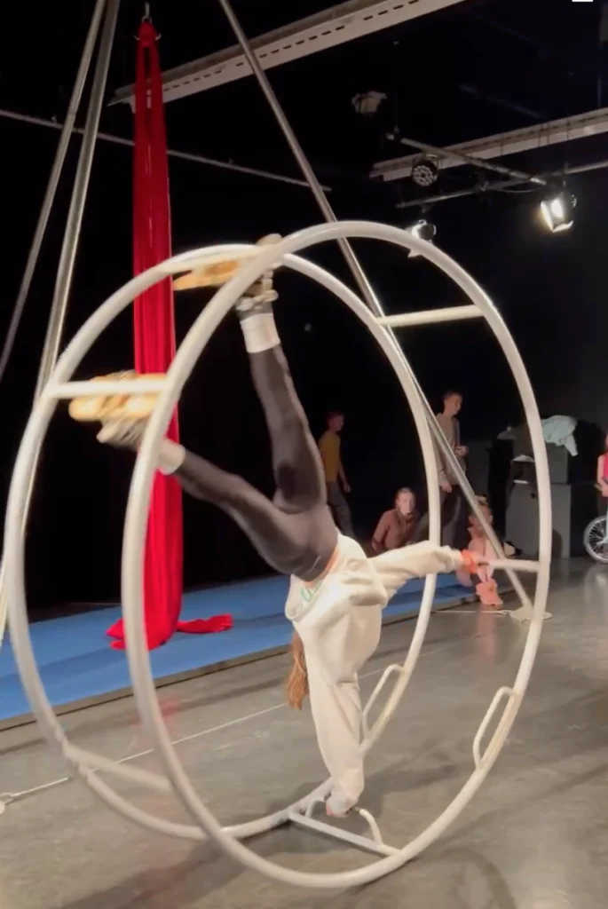 German wheel is an amazing and challenging circus and sports art with lots of things to learn and explore!We will be working on incorporating elements of strength, grace, and artistry.It is a well-balanced discipline for everyone. It is also a great mental and physical full-body workout.